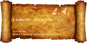 Lederer Arnolda névjegykártya